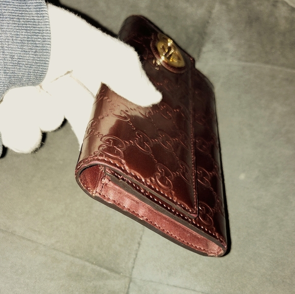 GUCCI SHINE GUCCISSIMA LOVELY HEART PLUM PATENT LEATHER CONTINENTAL LONG WALLET - Picture 14 of 17